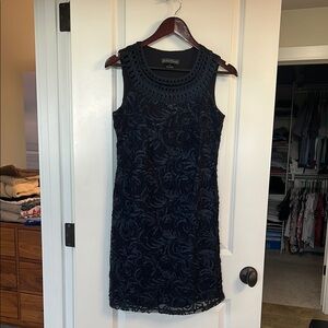 Jessica Howard Deep Navy Sheath Knee Length Dress Sleeveless Crew Neck